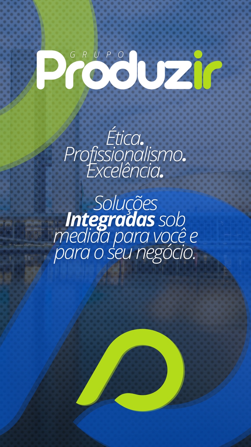 Aplicação vertical da marca Produzir com linguagem de valores